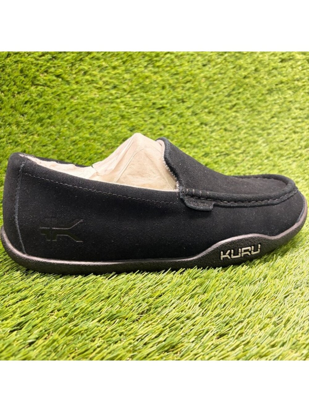 Kuru Loft Mens Size 9 Triple Black Casual Walking Suede Moccasin Slippers Shoes